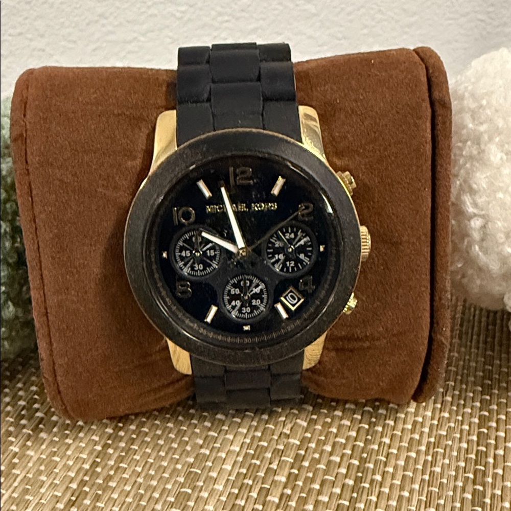 Michael Kors Black and Gold Chronograph Watch